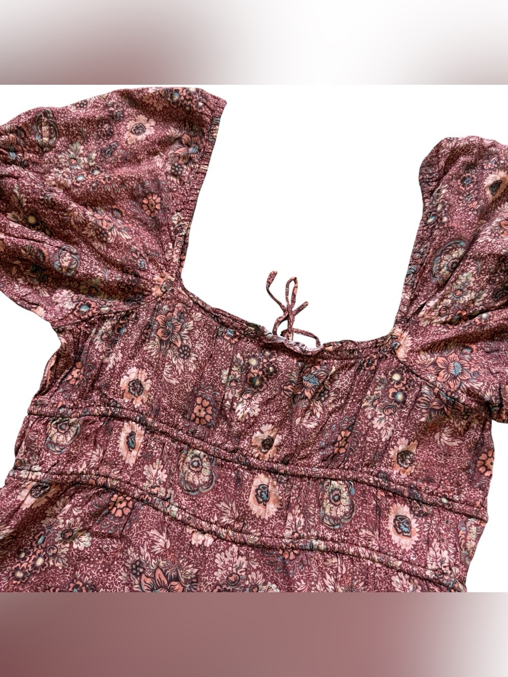 Ulla Johnson Floral Puff Sleeve Smocked Mini Dress Brown Print 4 Boho Romantic - Picture 16 of 16
